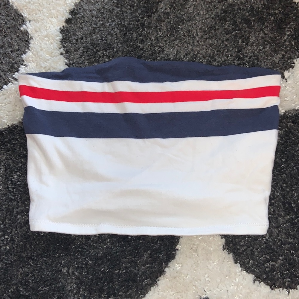 Garage size small red white and blue tube crop top!